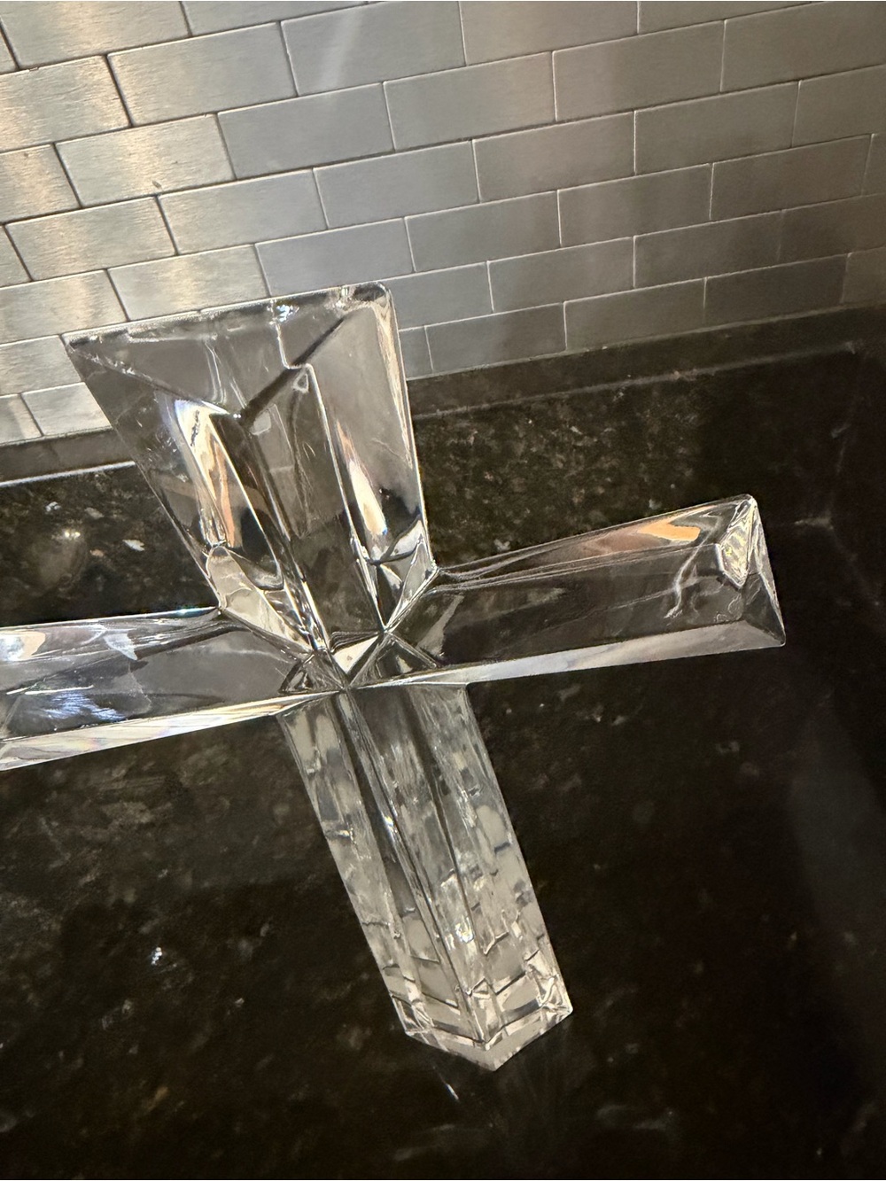 Bohemian 24% Lead Crystal Cross | 11” Made in Czech Republic - Picture 5 of 6